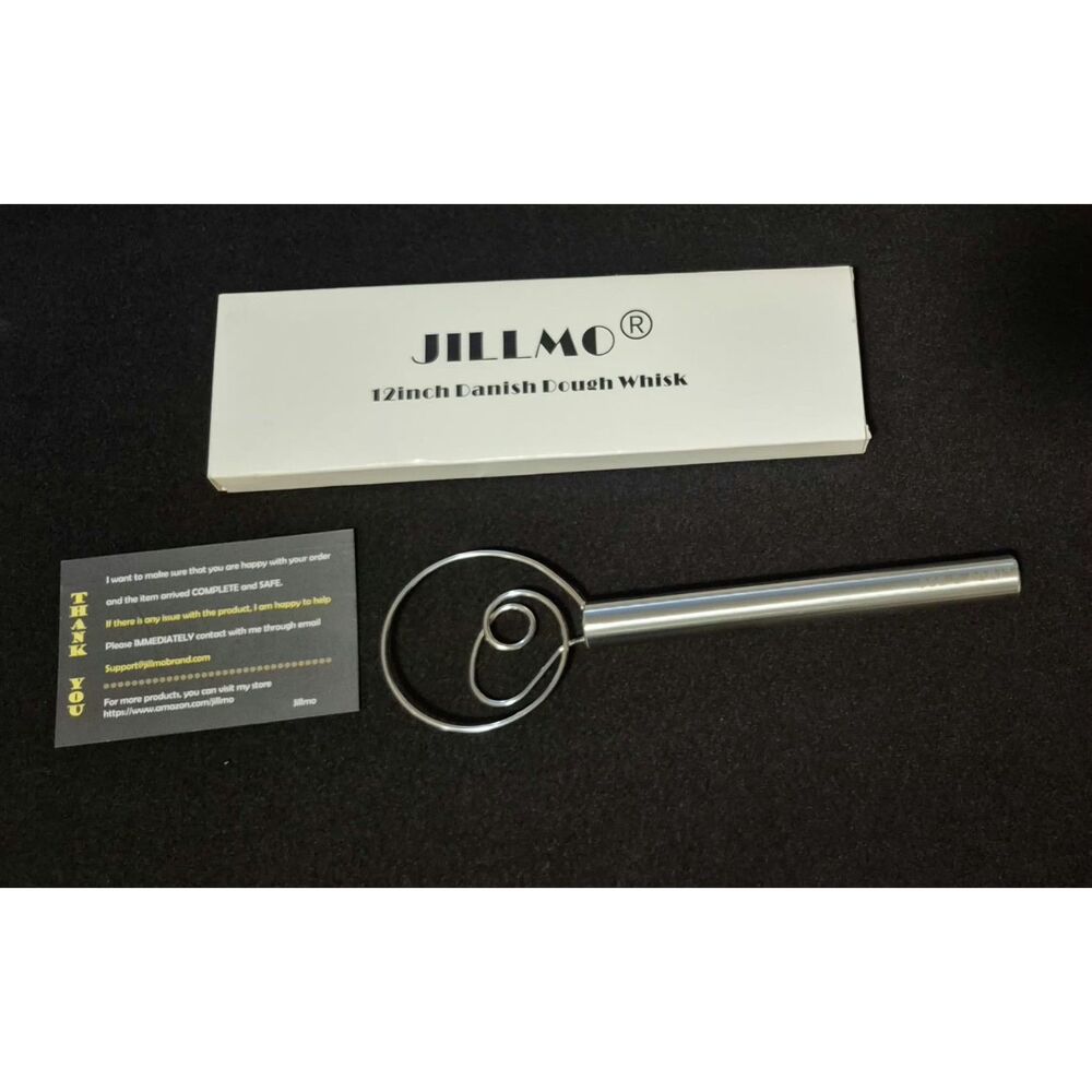 New In Box Jillmo 12-Inch Stainless Steel Danish Dough Whisk